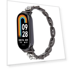 Металлический браслет для Xiaomi Smart Band 9 / 8 с алмазным узором — Ремешки для часов, Xiaomi