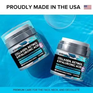 Крем для лица с коллагеном, ретинолом и гиалуроновой кислотой - антивозрастной увлажняющий крем, SimplyVital