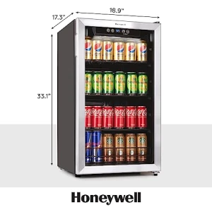 Мини холодильник для напитков на 115 банок с стеклянной дверцей, Honeywell