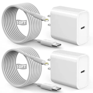 Быстрое зарядное устройство для iPhone, 2 упаковки 20W PD USB C зарядное устройство + 10FT кабель Lightning, GOOD EVER TRADING LTD