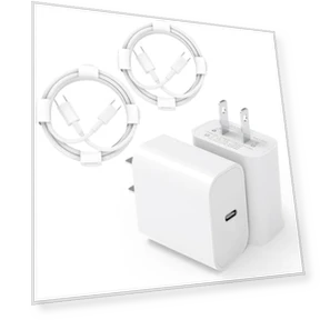 Зарядное устройство 20W Type C с кабелем USB-C для iPhone 16, 15, iPad, Samsung — Кабели питания, DJYQWIN