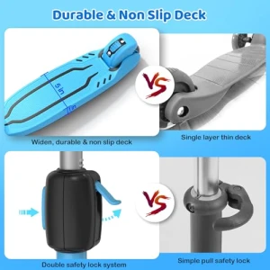 Детский самокат с подсветкой и регулируемой высотой, TONBUX