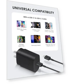 Двойной USB C зарядник, 25W Type C быстрая зарядка с кабелем USB-C 1.8 м для Android телефонов — Сетевые зарядные устройства, AISNI
