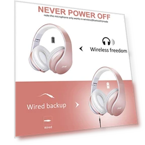 Наушники Bluetooth Over-Ear, складные беспроводные и проводные стереонаушники с Micro SD/TF, FM — Внутриканальные наушники, ZIHNIC