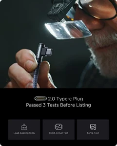 Кабель USB C [2 штуки, 2 м] с быстрой зарядкой 3.1A, угловой, AINOPE