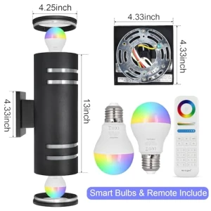 Наружные настенные светильники с RGB подсветкой и пультом управления, wowlite