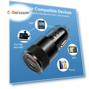 Быстрое автомобильное зарядное устройство с 2 USB-портами и адаптером Type-C — Автомобильные зарядные устройства