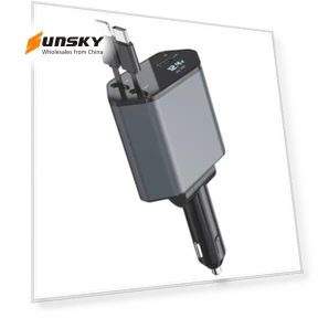 4-в-1 120W Многофункциональное USB автомобильное зарядное устройство с цифровым дисплеем — Зарядные устройства
