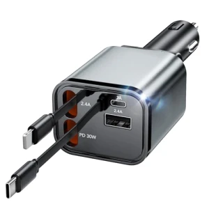 Усовершенствованный автомобильный зарядный адаптер с выдвижным кабелем, EloBeth