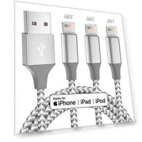 Зарядный кабель Lightning 3 шт. 3 м, сертифицированный Apple MFi — Lightning, Bkayp