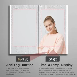 Медицинский шкаф с LED подсветкой и зеркалом, HBEZON