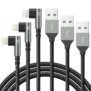 90 Degree iPhone Charger Cable 3Pack, KIYODA