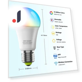 Умная лампа WiFi LED RGB с регулируемой яркостью и функцией таймера — Светодиодные, HOME-Auto-001