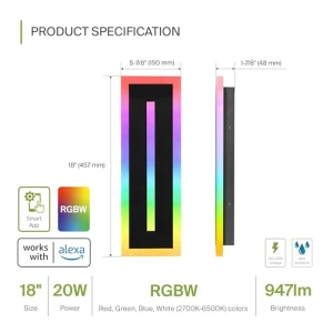 Светильник настенный линейный с RGBW подсветкой, ASD