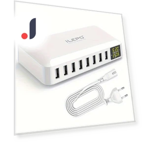8-портовое USB-зарядное устройство QC3.0 со светодиодным дисплеем — Зарядные станции, JadeBamboo Chargers Warehouse