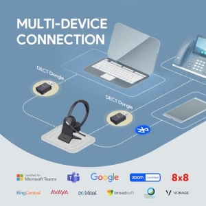 Гибридная беспроводная гарнитура с док-станцией для зарядки, Yealink