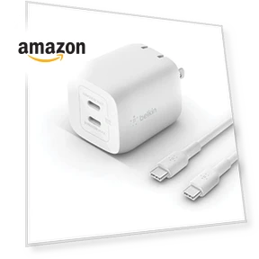 Двойной USB-C GaN настенный зарядник 65W — Зарядные устройства, Belkin