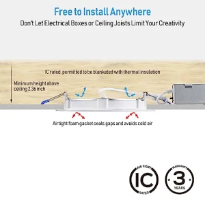 8-пакет 6-дюймовых тонких светодиодных встраиваемых светильников с распределительной коробкой, TORCHSTAR