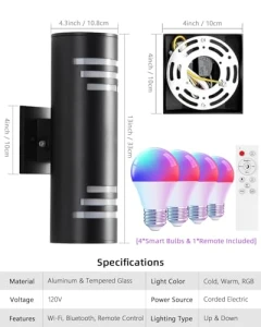 Умные уличные настенные светильники, KIZON