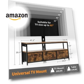 TV Stand with Mount and Power Outlet — Стойки для ТВ, JUSTOGO