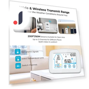 Цифровая метеостанция с сенсорным экраном — Комнатные термометры, TOMTOP JMS