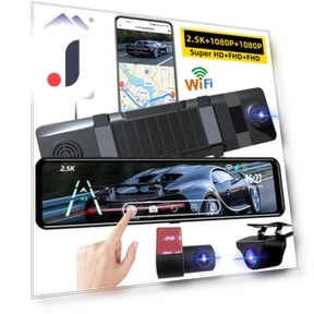 Автомобильный видеорегистратор с WIFI, GPS, 3 камерами и 12-дюймовым сенсорным экраном IPS — Камеры заднего вида, E-ACE