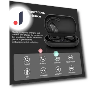 Наушники Bluetooth с вращающимся крючком — Накладные наушники, QUEED