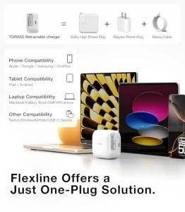 Зарядное устройство с выдвижным кабелем USB C, TORRAS