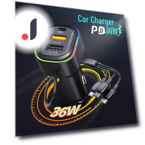 Двойное автомобильное зарядное устройство USB с PD и кабелем для быстрой зарядки — Зарядные устройства, Discount Domain