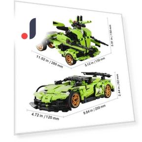 2-в-1 RC Машина/Робот, 461 деталь, Блоки, Пульт управления, STEM DIY — Конструкторы, SucceBuy
