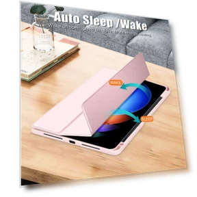 Чехол для планшета Xiaomi Pad 6S Pro 12.4, акриловый, 3-х складной, кожаный (розовый) — Клавиатурные чехлы, Xiaomi