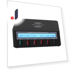 Умная зарядная станция с 6-портовым ЖК-дисплеем и USB-док-станцией — Зарядные устройства, Black&UK