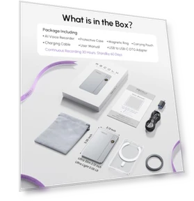 Голосовой диктофон с ИИ, управление через приложение, транскрипция и суммаризация — Цифровые диктофоны, RECOLX