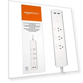 Умный удлинитель с 3 независимыми розетками и 2 портами USB-A — Сетевые фильтры, Amazon Basics