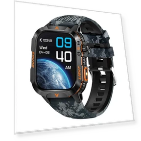 Умные часы с Bluetooth-звонком, фонариком, водонепроницаемостью IP68, военным дизайном, 100+ спортивными режимами,... — Умные часы, QTLLBT
