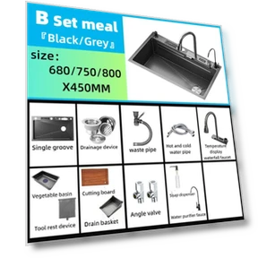 Кухонная мойка с водопадом и рабочей станцией — Одноместные мойки, WULIAN