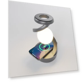 Атмосферная лампа с RGB подсветкой и беспроводной зарядкой — Настольные лампы, Chic Home