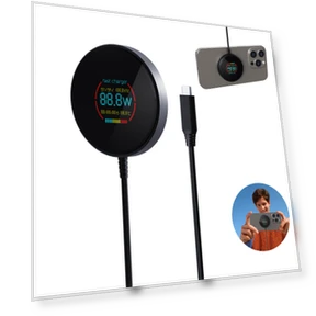 Магнитное беспроводное зарядное устройство с дисплеем питания и температуры — Зарядные устройства, Fast charging