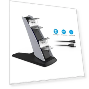 Беспроводное зарядное устройство для двух контроллеров PS5 с синей подсветкой — Аксессуары, Gaming Bay