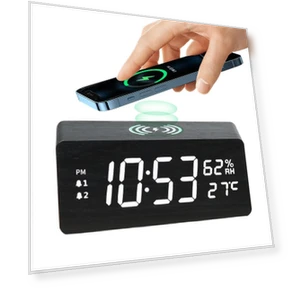 Деревянные беспроводные часы с измерением температуры и влажности — Часы, Fashionable bags