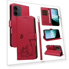 Чехол Кошачий узор Тиснение Кожаный с ремешком на запястье — Аксессуары для телефонов, Smartwatch 2025