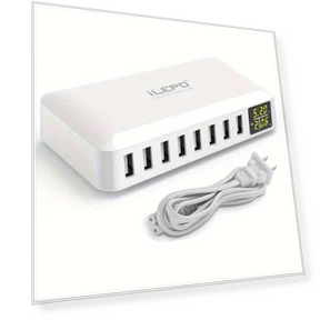 8-портовое USB-зарядное устройство QC3.0 со светодиодным дисплеем — Зарядные станции, JadeBamboo Chargers Warehouse