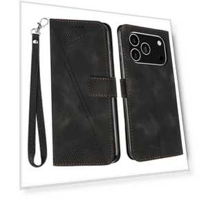 Кожаный чехол для iPhone 17 Pro с тисненым треугольником — Аксессуары для телефонов, Smartwatch 2025