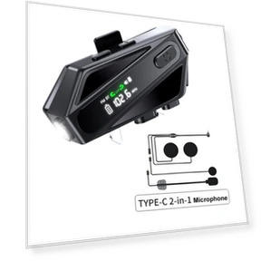 Мотоциклетная Bluetooth-гарнитура с экраном и фонариком — Связь для шлемов, LIAESMART Dashcam