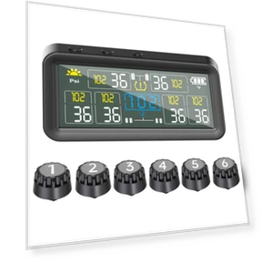 Монитор давления в шинах с 6 внешними датчиками, ЖК-дисплеем, солнечной и Type-C зарядкой — Датчики давления в шинах, Igeteck