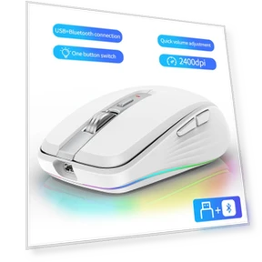 Перезаряжаемая беспроводная мышь с двойным режимом Bluetooth и RGB-подсветкой — Игровые мыши, Home Of Auto Parts