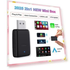 Умный мини-бокс 2-в-1 с беспроводным адаптером CarPlay и Android Auto — Автомагнитолы, Auto Launcher