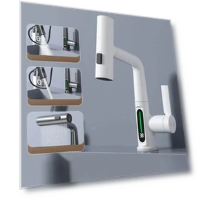 Вытягивающий подъемный смеситель с цифровым дисплеем — Смесители и комплектующие для раковин, SUN LL