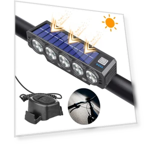 Солнечная перезаряжаемая велосипедная фара с сигналом — Фары для велосипедов, BIKIGHT
