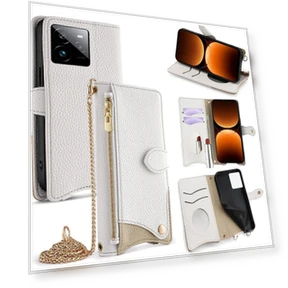 Кожаный чехол-кошелек с подставкой и цепочкой — Аксессуары для телефонов, Smartwatch 2025